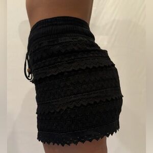 Women's Black Lace Tiered Mini Skort